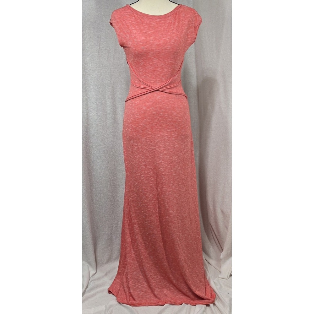 Max Studio Coral Crisscross Waist Maxi Dress Size XS Cottagecore Casual Boho